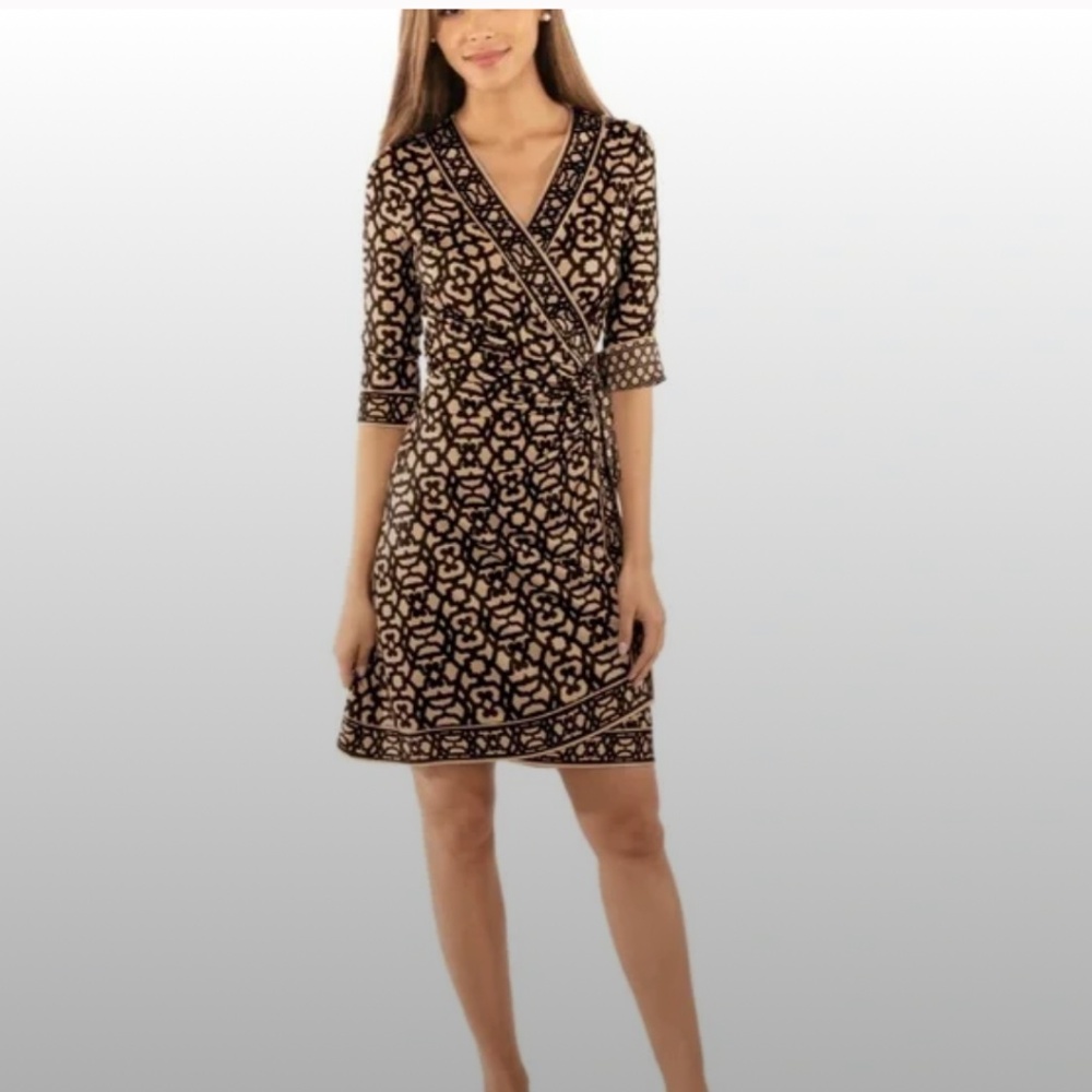 Gretchen Scott Designs Floral Wrap Dress - Black and Tan